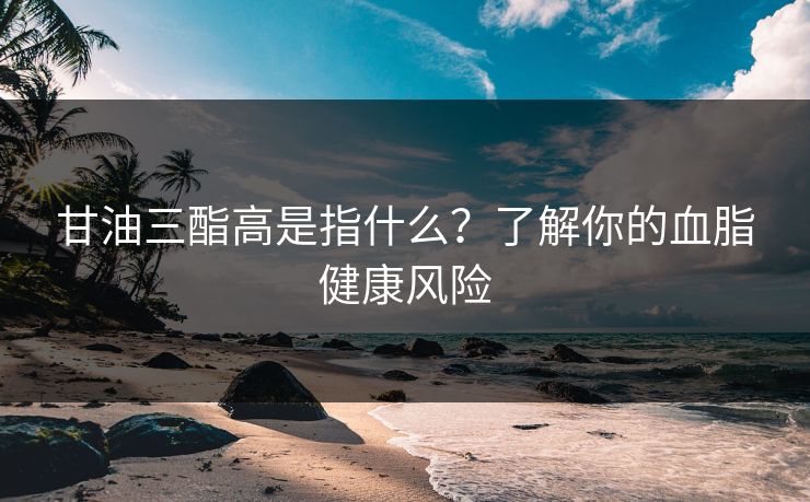 甘油三酯高是指什么？了解你的血脂健康风险